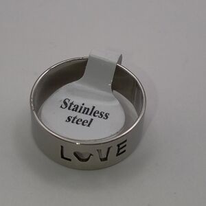 Silver Stainless Steel Love Ring Band Size 18 U.S Size 9